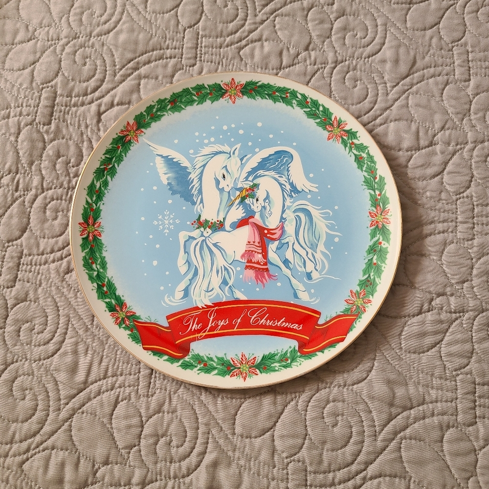 Vintage Unicorn/Pegasus "The Joys of Christmas" Collectible Plate 1982